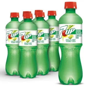 7UP Zero Sugar Lemon Lime Soda, .5 L  bottles, 6 pack