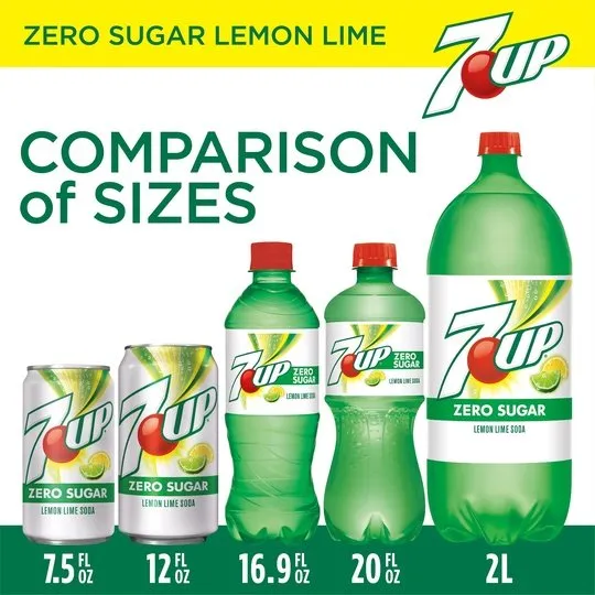 7UP Zero Sugar Lemon Lime Soda, .5 L  bottles, 6 pack