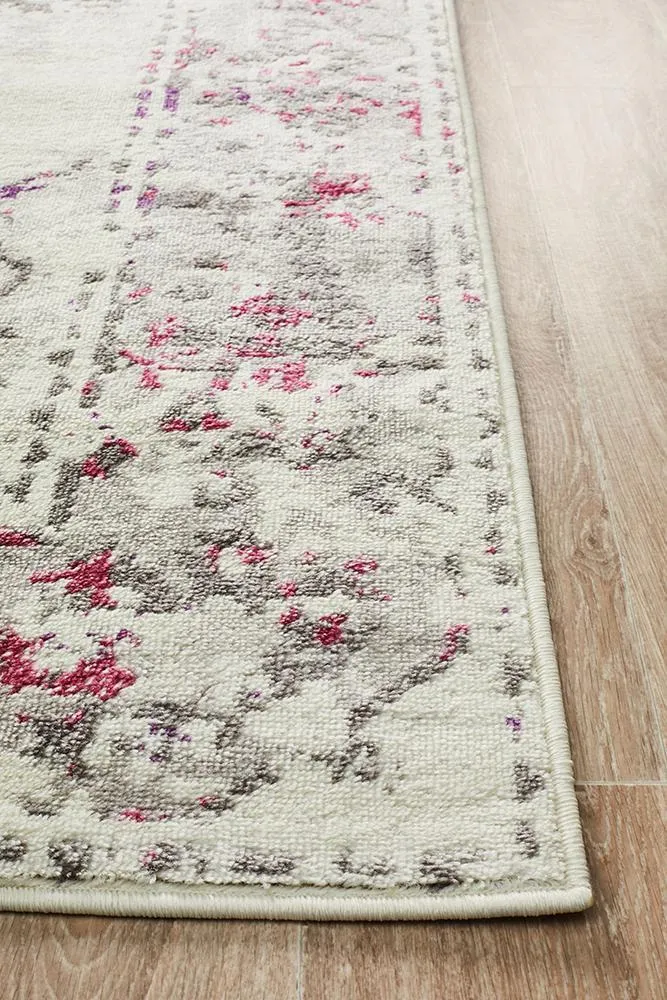 Alexa Transitional Rug White Pink Grey