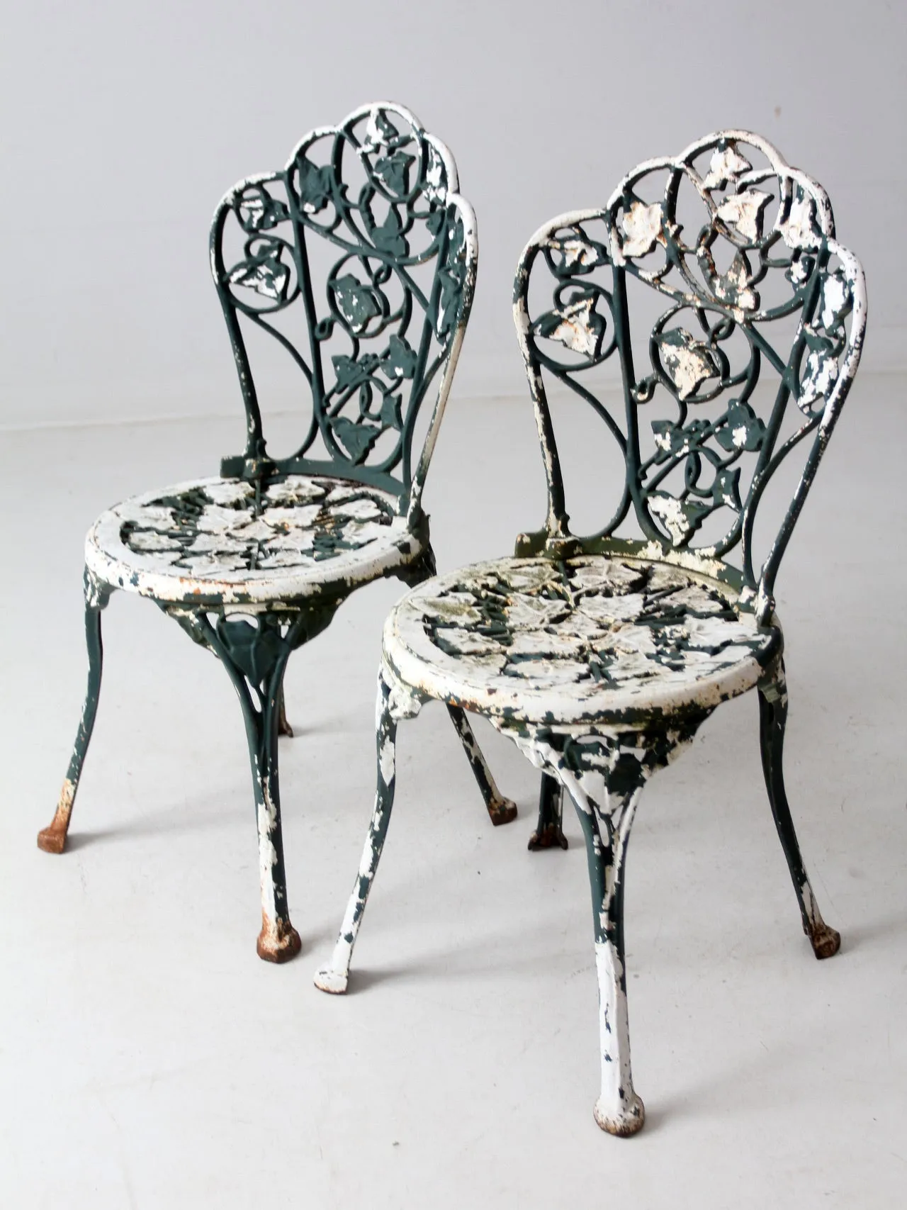 antique cast iron garden chairs pair