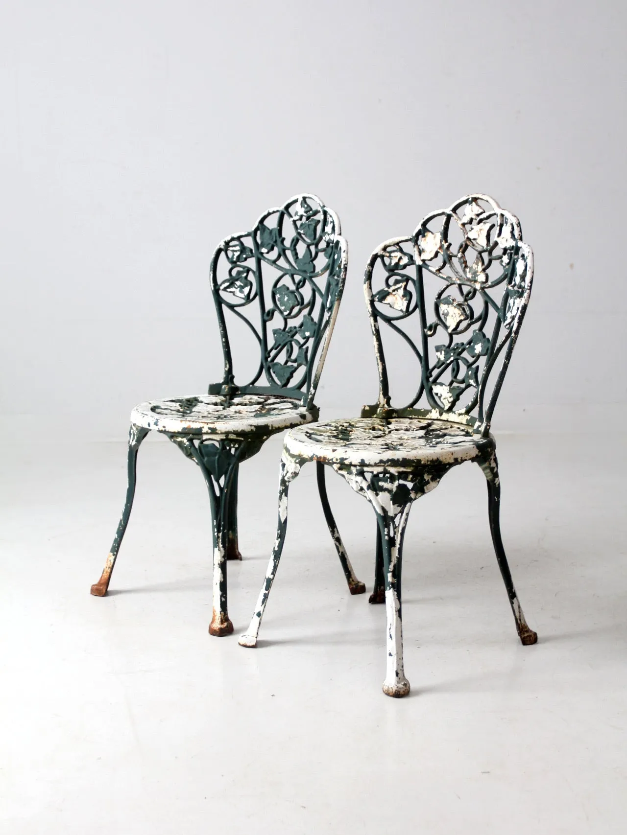 antique cast iron garden chairs pair