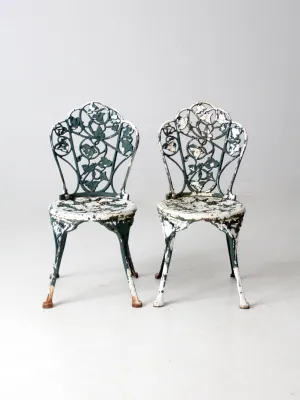 antique cast iron garden chairs pair