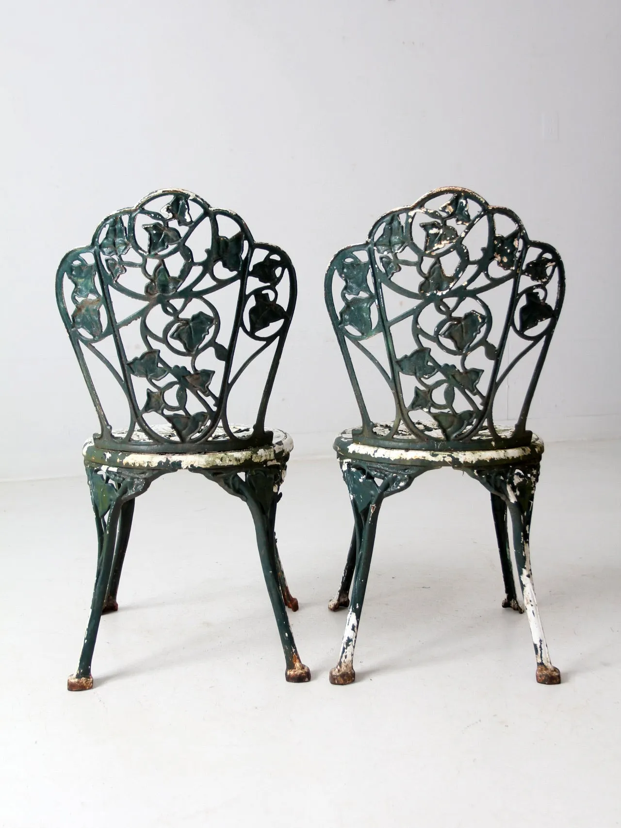 antique cast iron garden chairs pair