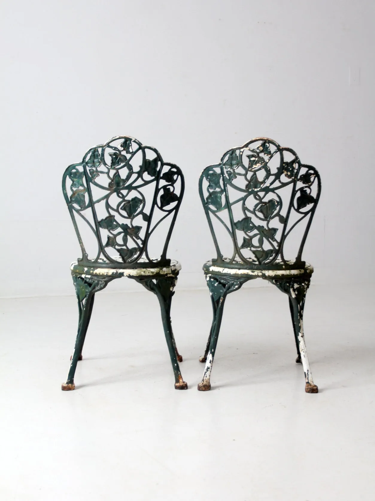 antique cast iron garden chairs pair