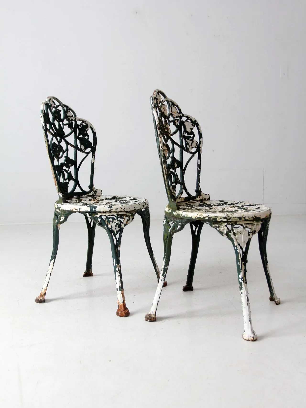 antique cast iron garden chairs pair