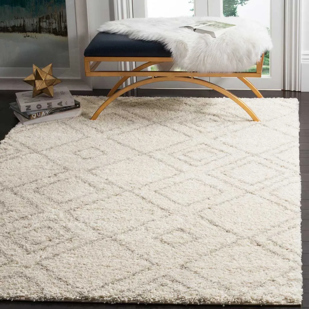 Arizona Shag Diamond Ivory/Beige Area Rug