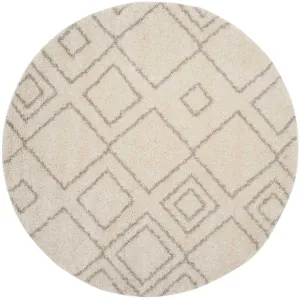 Arizona Shag Diamond Ivory/Beige Round Rug