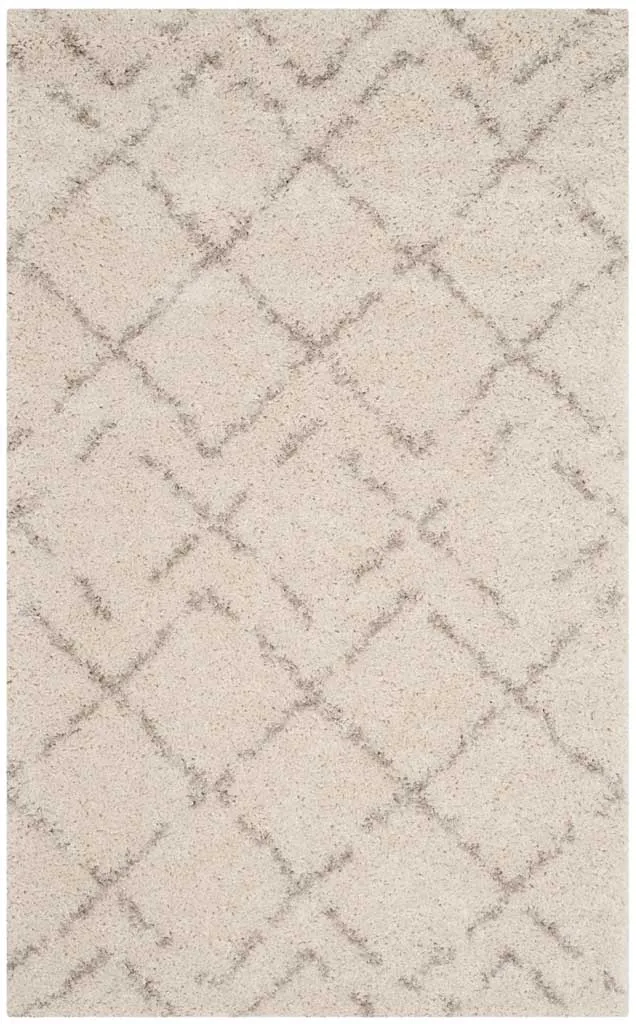 Arizona Shag Lattice Ivory/Beige Area Rug