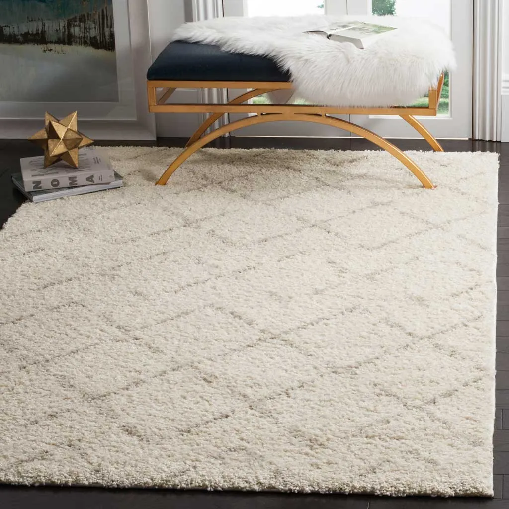 Arizona Shag Lattice Ivory/Beige Area Rug