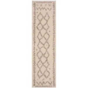 Arizona Shag Tribal Ivory/Gray Runner Rug