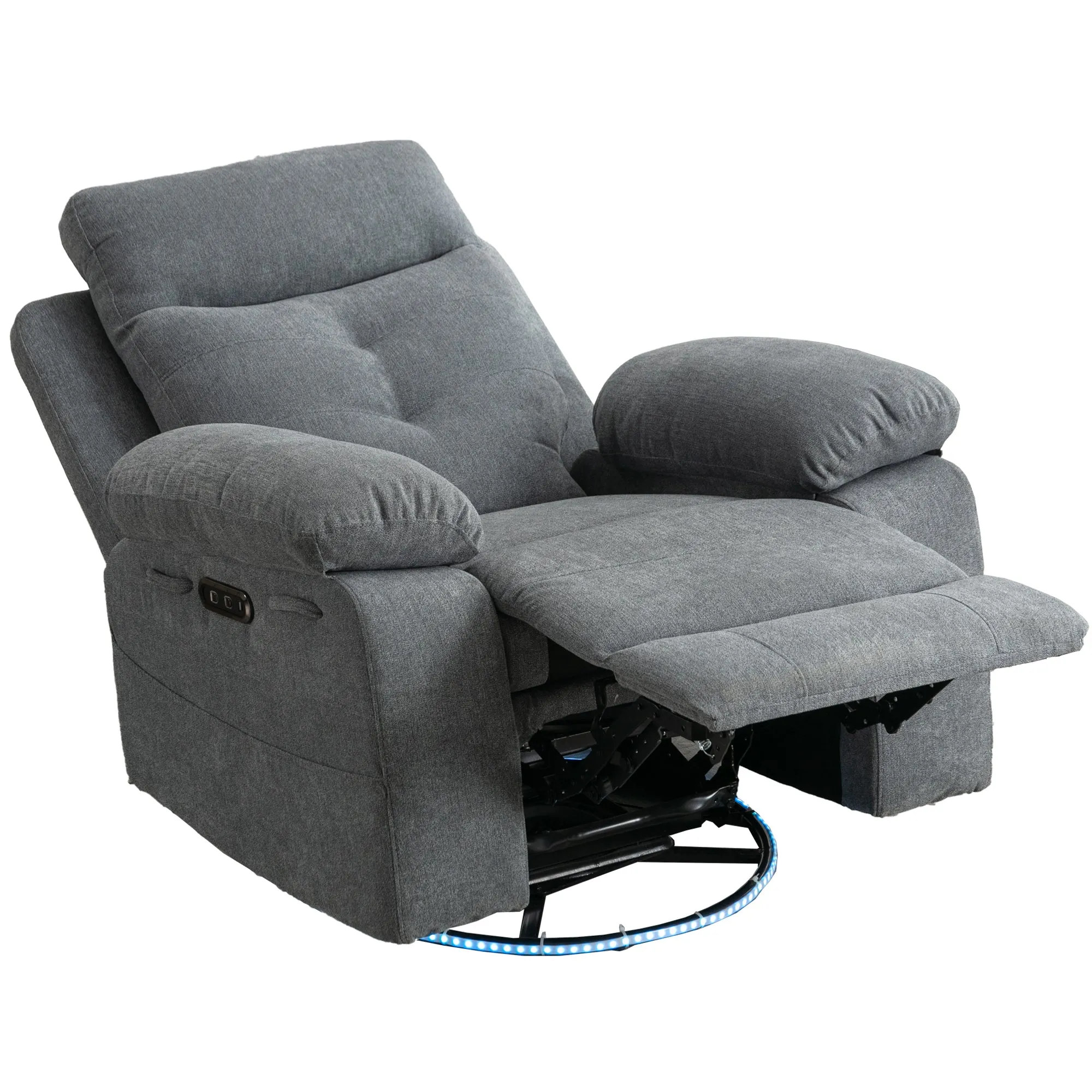 Aspen Power Recliner Glider Chair With Bluetooth Speaker - Light Gray