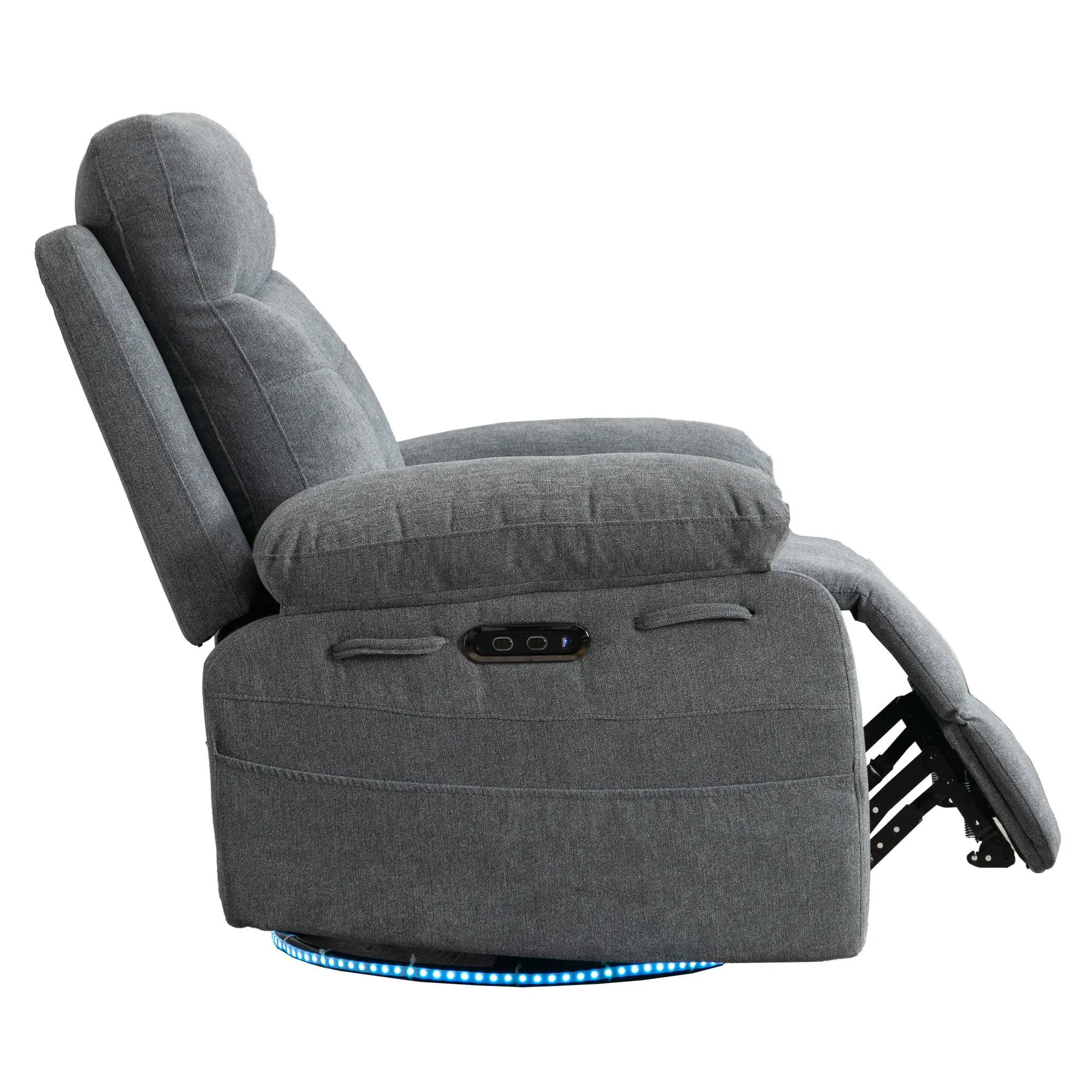 Aspen Power Recliner Glider Chair With Bluetooth Speaker - Light Gray