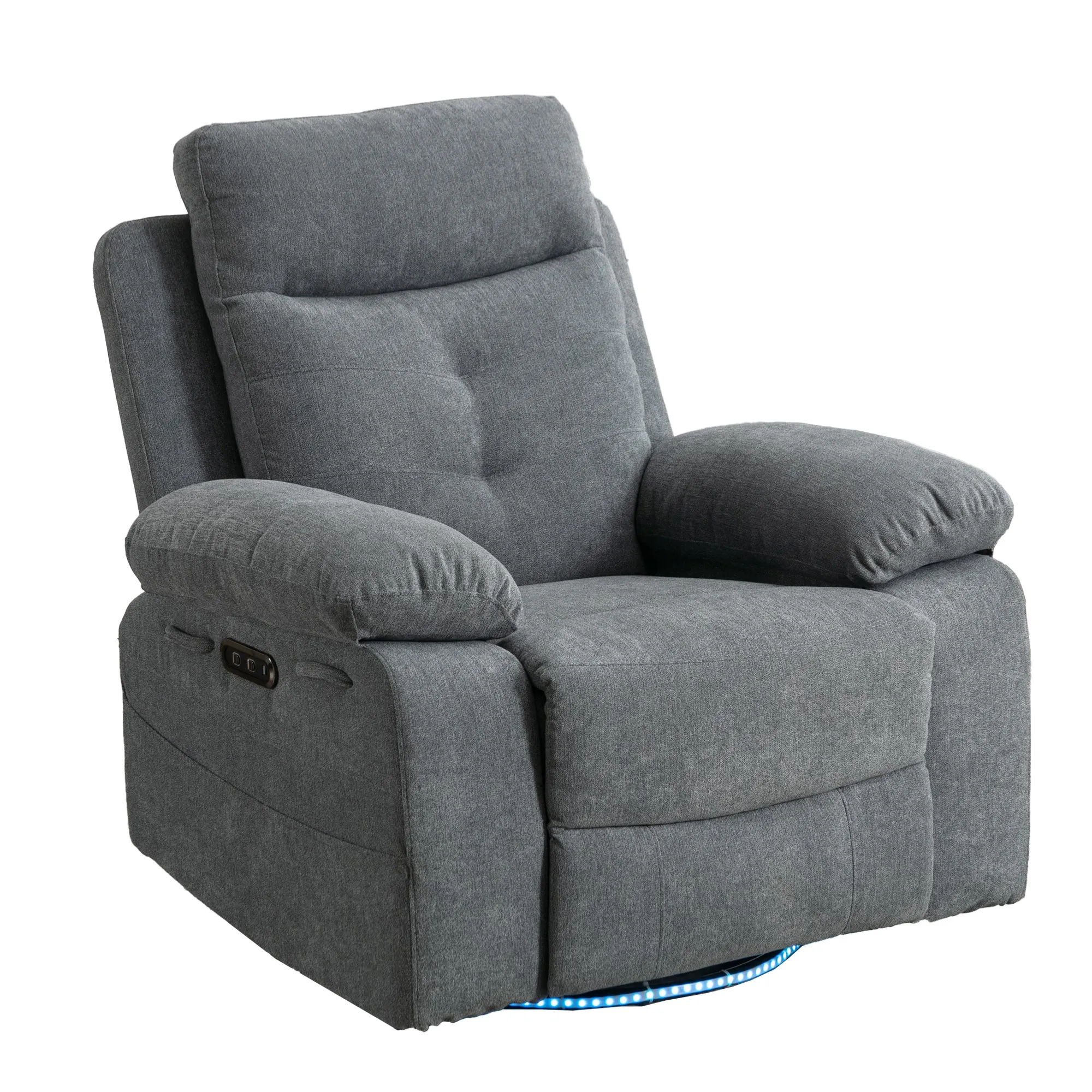 Aspen Power Recliner Glider Chair With Bluetooth Speaker - Light Gray