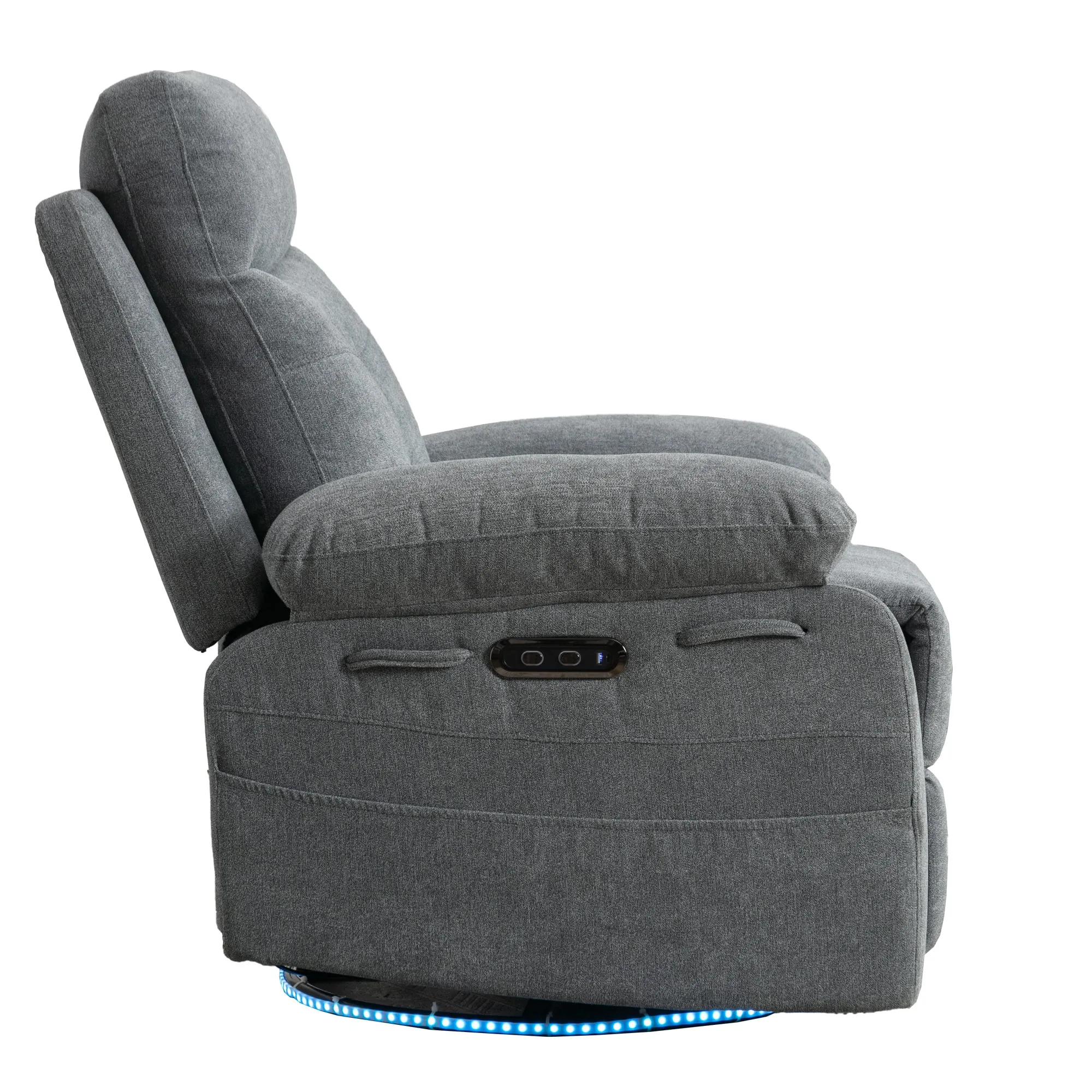 Aspen Power Recliner Glider Chair With Bluetooth Speaker - Light Gray