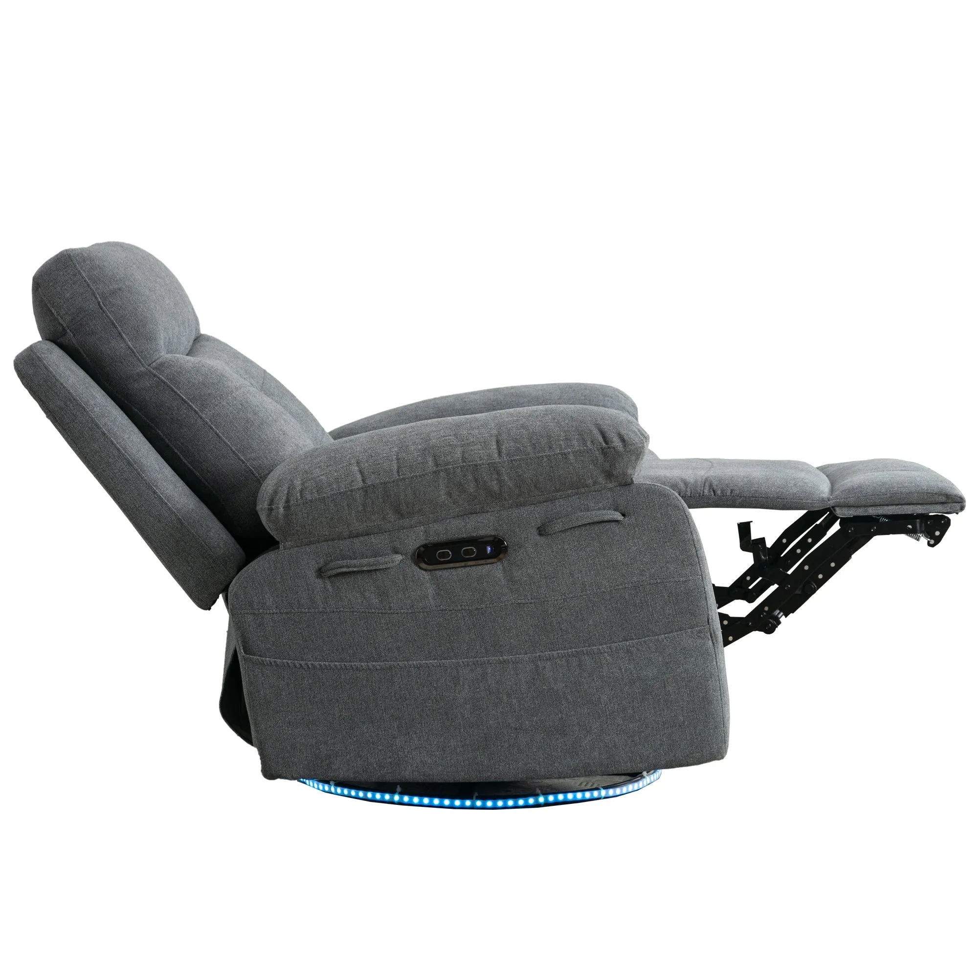 Aspen Power Recliner Glider Chair With Bluetooth Speaker - Light Gray