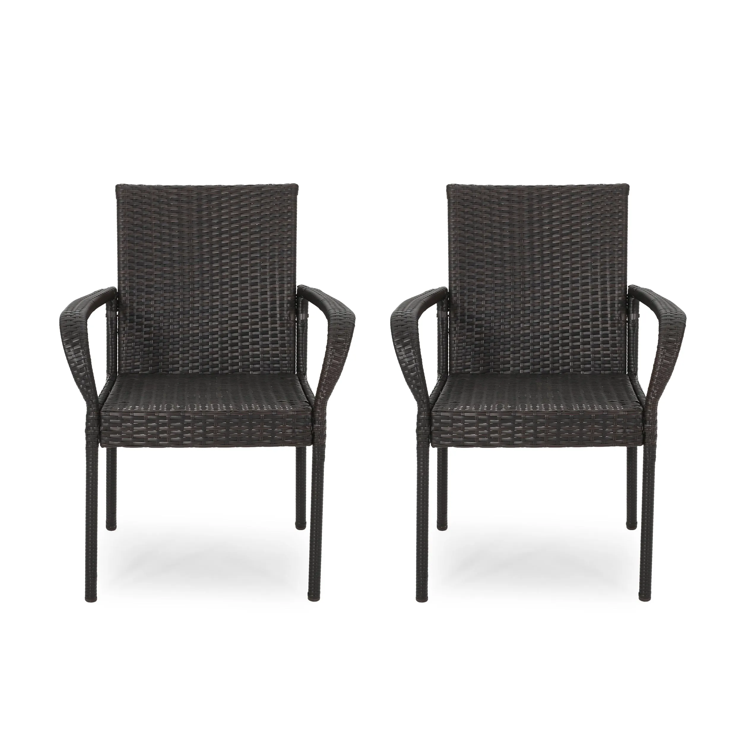 Bannon Outdoor Contemporary Wicker Dining Chair (Set of 2)