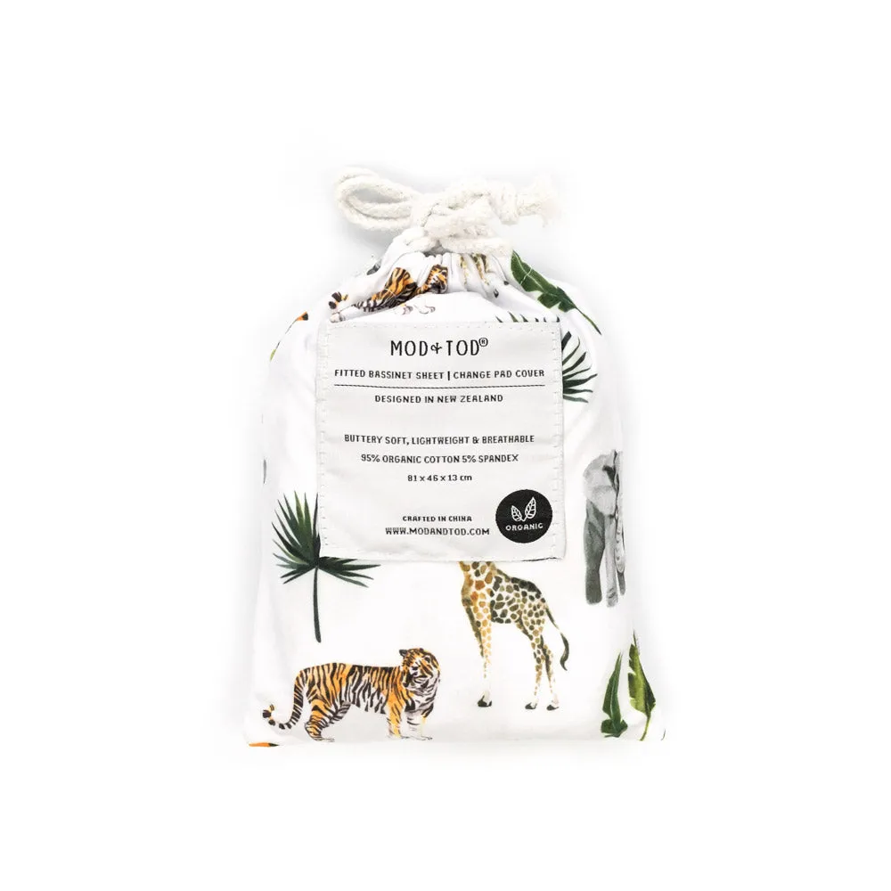 Bassinet Sheet & Change Mat Cover | Safari