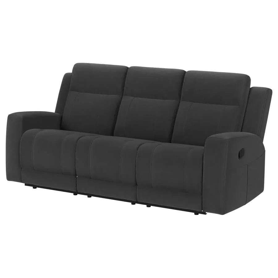 Brentwood Upholstered Motion Reclining Sofa Black