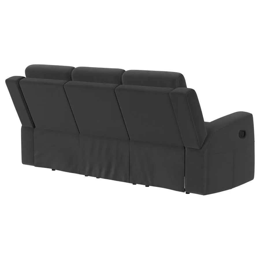 Brentwood Upholstered Motion Reclining Sofa Black