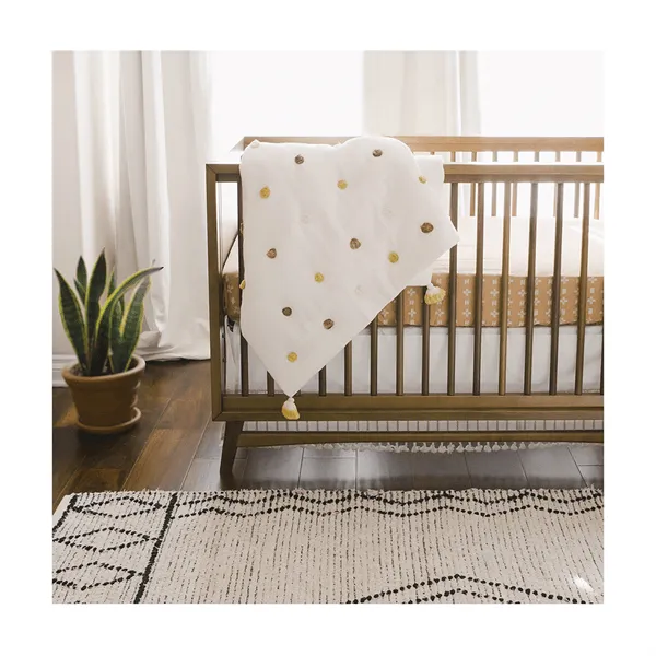 Crane Pom Pom Quilted Baby Blanket - Kendi