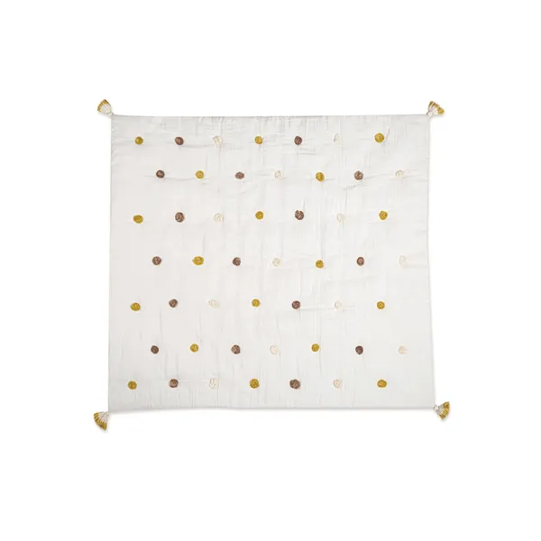 Crane Pom Pom Quilted Baby Blanket - Kendi