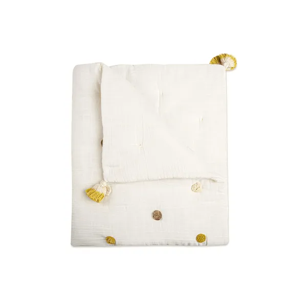 Crane Pom Pom Quilted Baby Blanket - Kendi