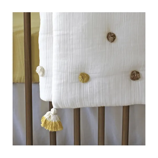 Crane Pom Pom Quilted Baby Blanket - Kendi