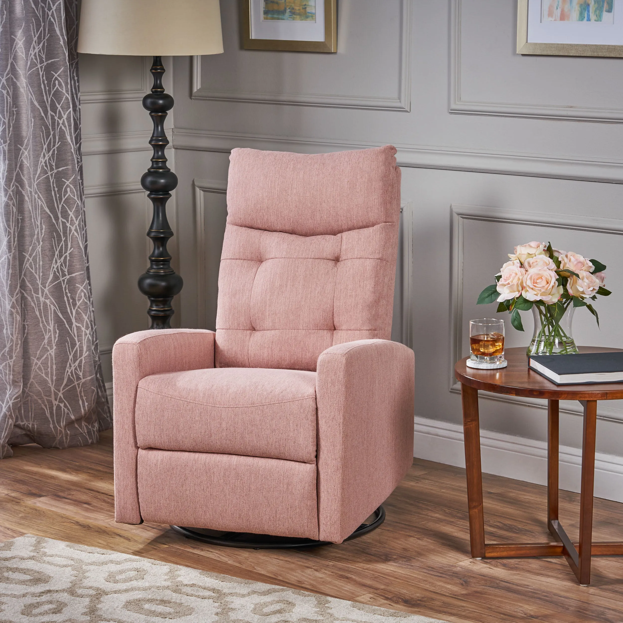 Dash one Recliner Chair with Swivel - Blush