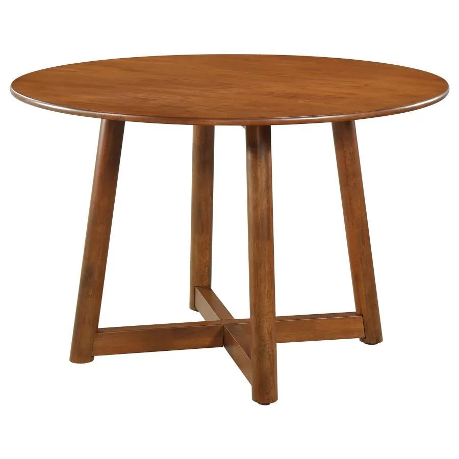 Dinah - 5 Piece Round Solid Wood Dining Set - Walnut