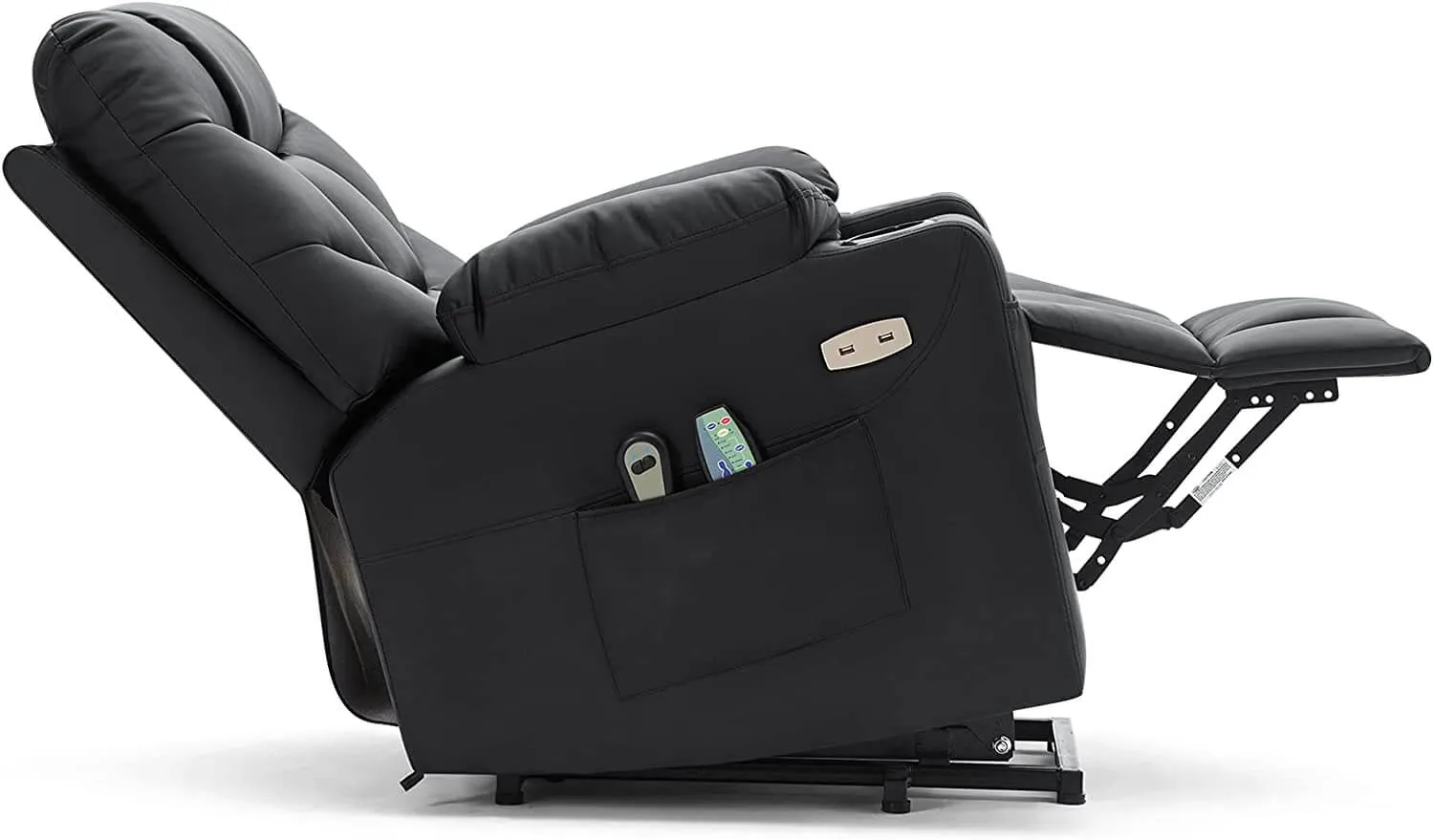 Electric Power Lift Chair Recliner Sofa for Elderly with Vibration Massage & Lumbar Heated, 2 Side Pockets & Cup Holders(Black)