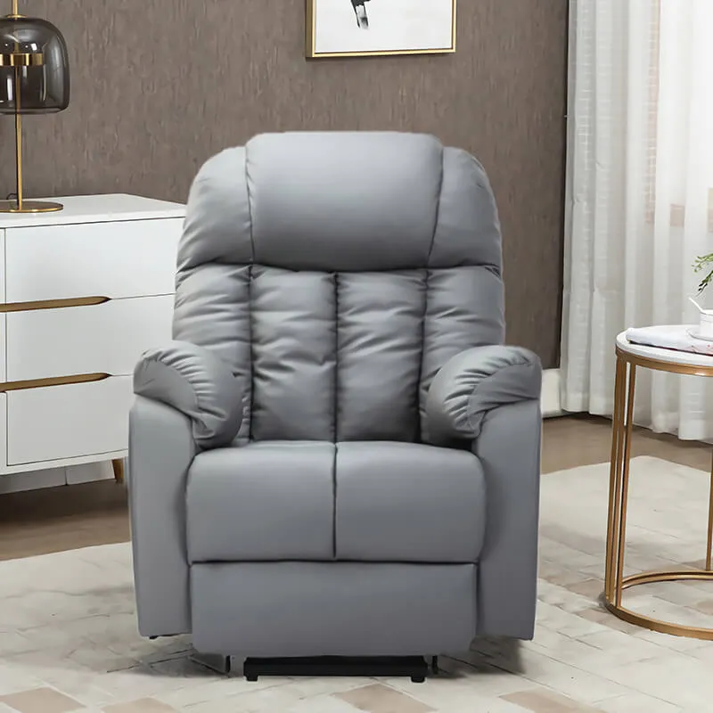 Electric Power Recliner Lift Chair Faux Leather Electric Recliner for Elderly with Side Pockets, USB Charge Port, Grey