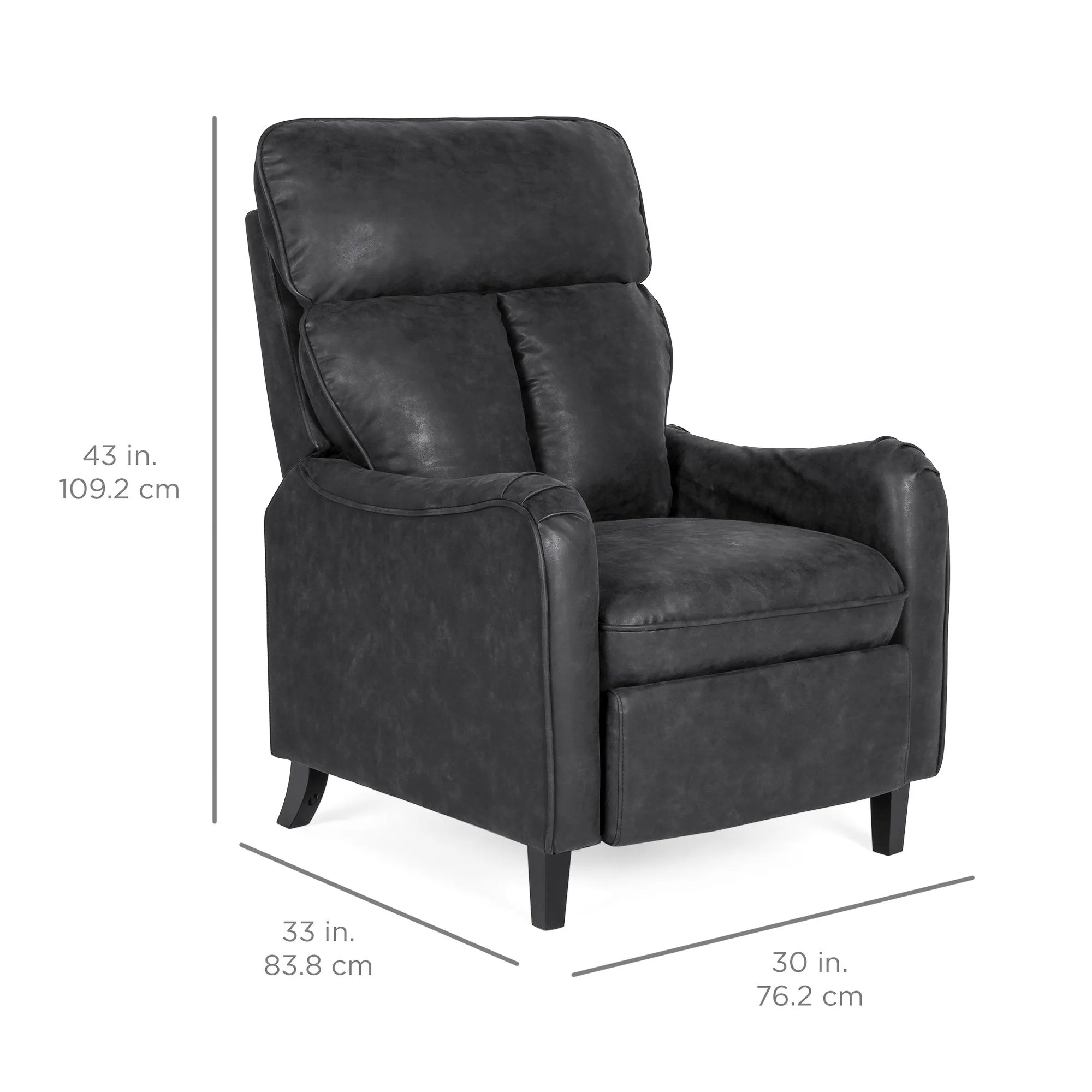 Faux Leather English Roll Arm Chair Recliner w/ 160-Degree Recline, Leg Rest