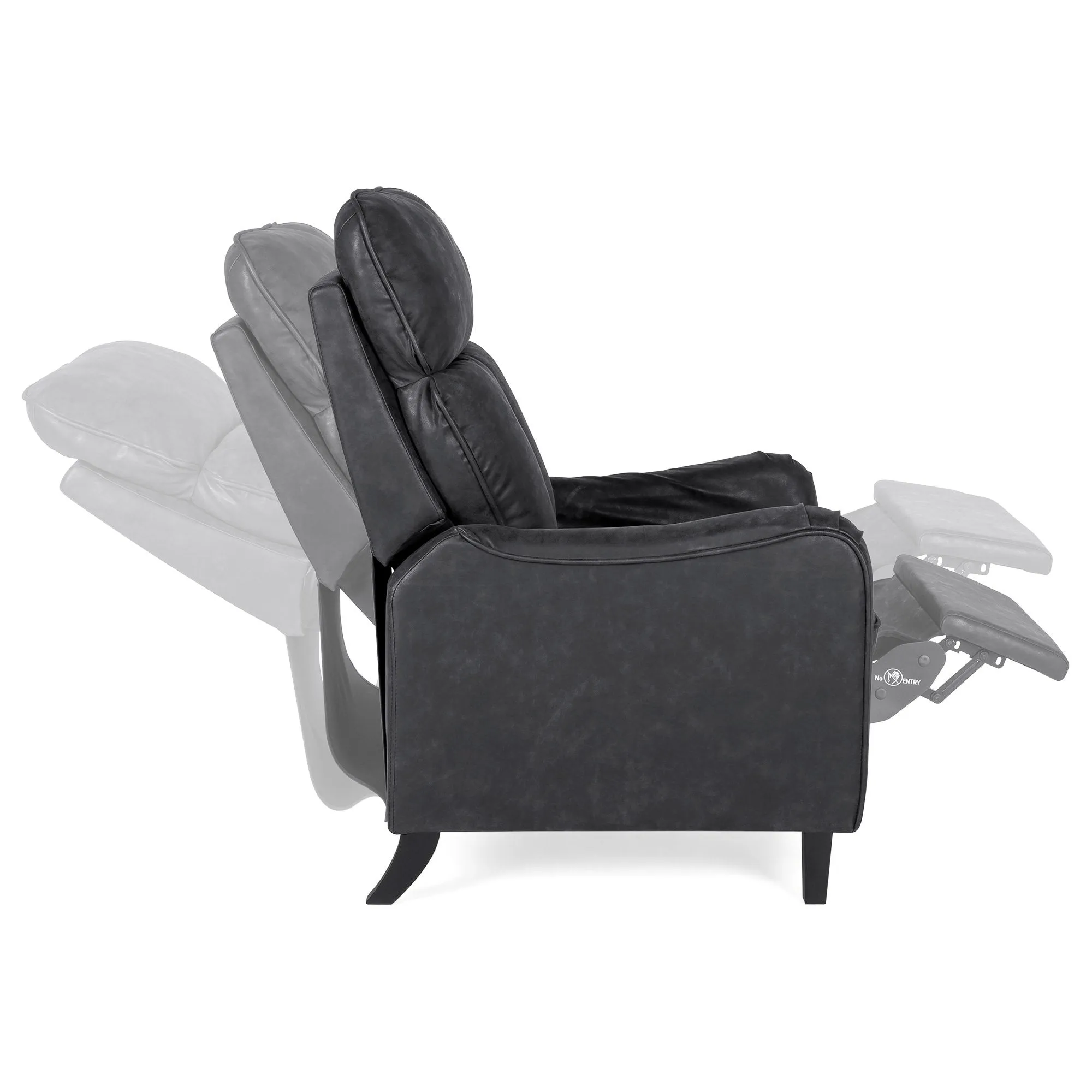 Faux Leather English Roll Arm Chair Recliner w/ 160-Degree Recline, Leg Rest