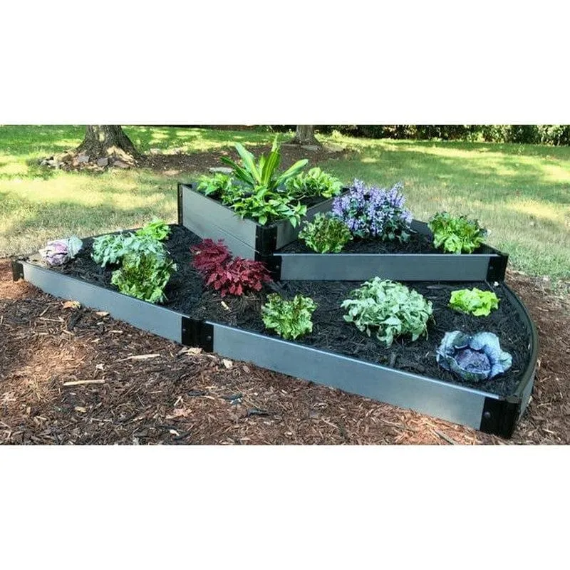 Frame It All | Tool-Free Nelson's Hat Semi Circle Raised Garden Bed (3-Tier Terrace) 6' X 8' X 16.5" - Uptown Brown - 1" Profile