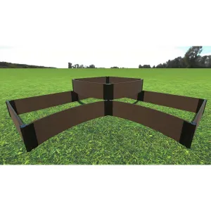 Frame It All | Tool-Free Teardrop Curved Corner Raised Garden Bed (2-Tier) 8' X 8' X 11" - Uptown Brown - 1" Profile