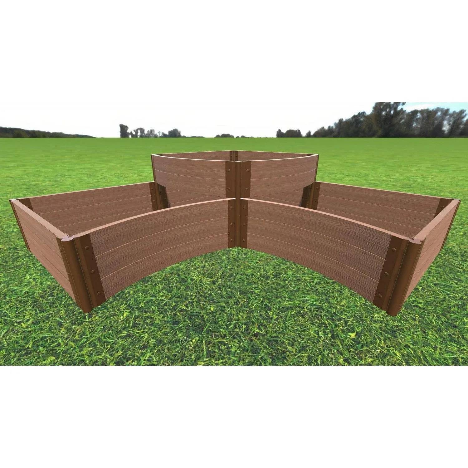 Frame It All | Tool-Free Teardrop Curved Corner Raised Garden Bed (2-Tier) 8' X 8' X 16.5" - Classic Sienna - 2" Profile