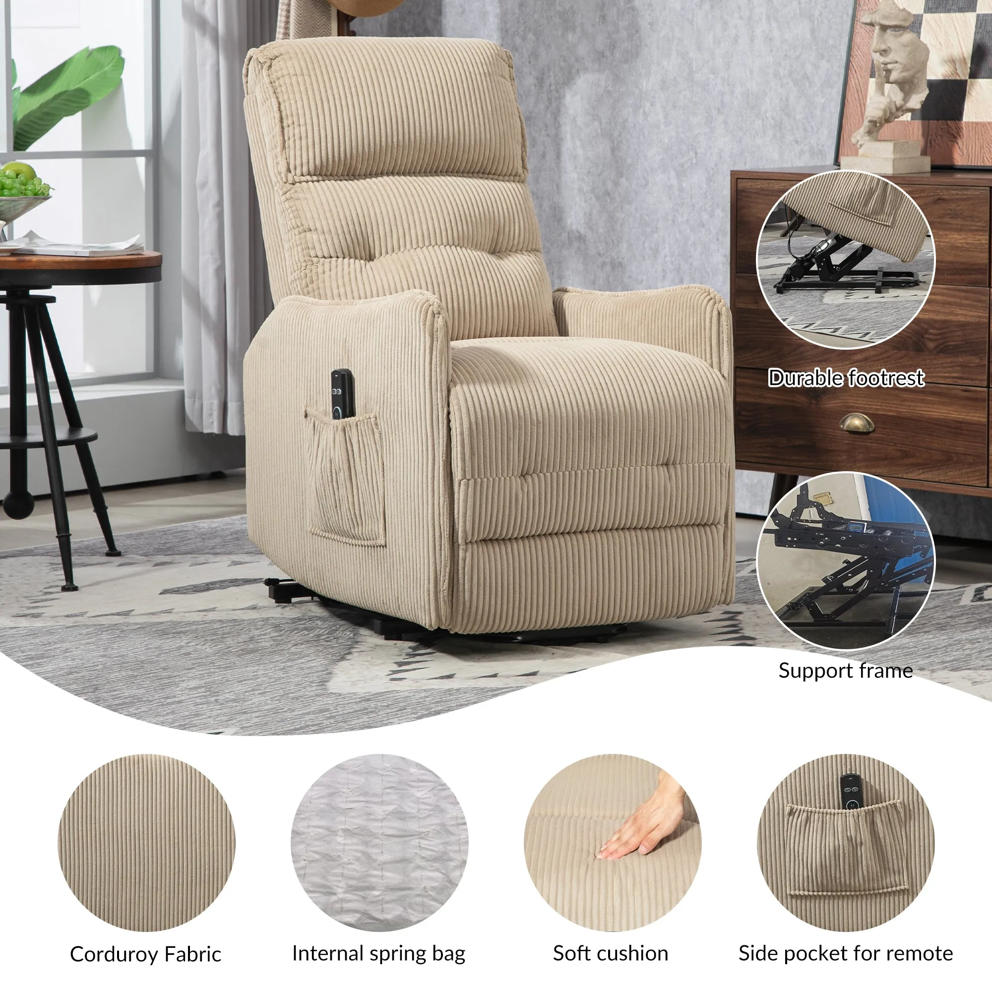 Fraser Electric Recliner Chair - Camel