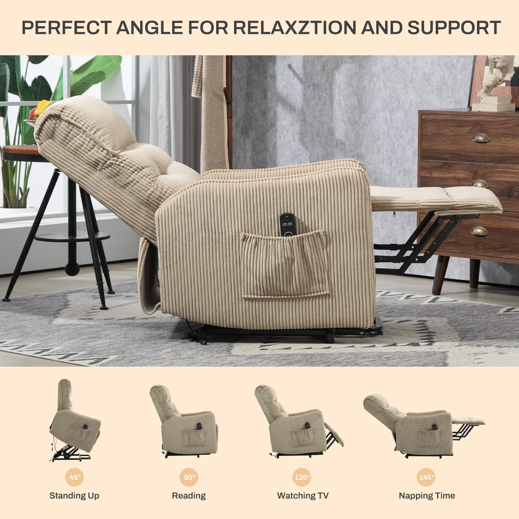 Fraser Electric Recliner Chair - Camel