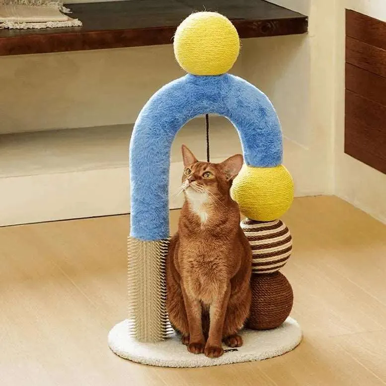 Geometric Multi-functional Cat Scratching Post for Play and Relaxation