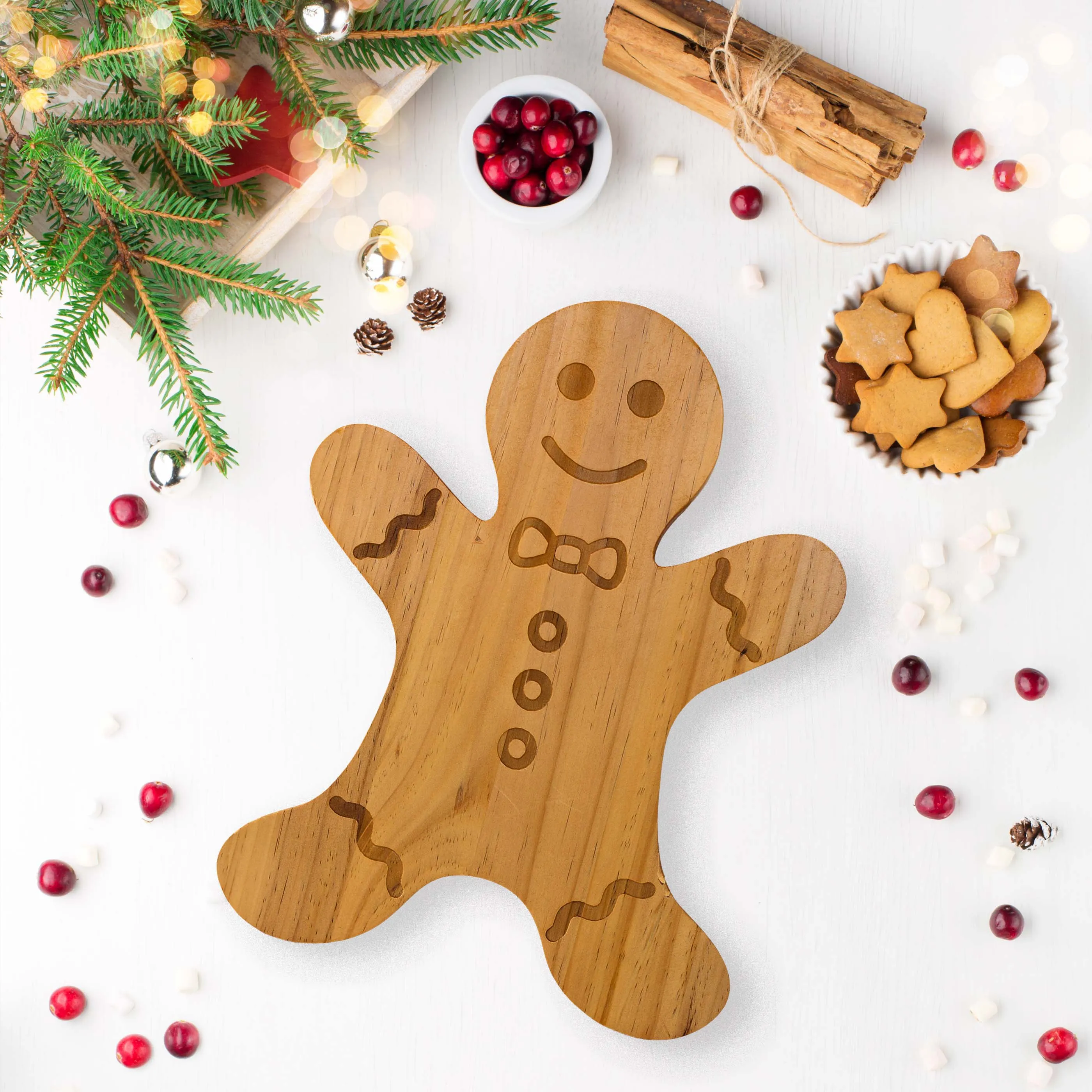 Gingerbread Man Pine Wood Board - 15" x 11.5"