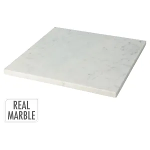 H&S Collection 30cm White Square Marble Chopping Board