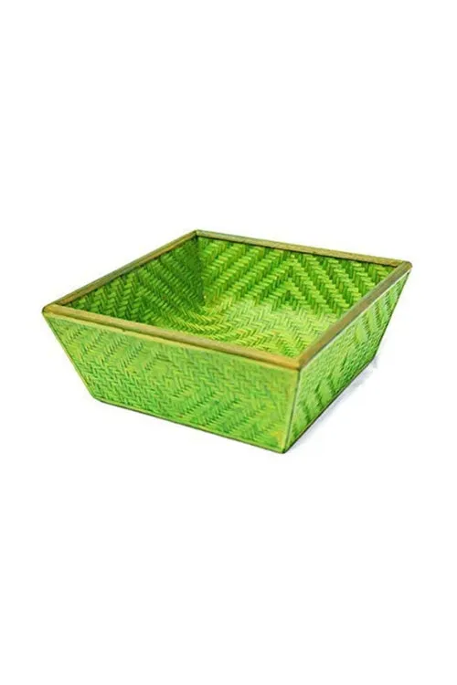 Handmade Bamboo Fruit Basket – Medium (Green)