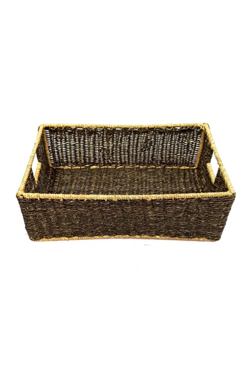 Handmade Sabai Grass Towel Basket - Small (Black)