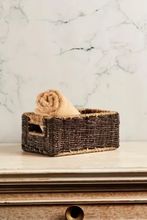 Handmade Sabai Grass Towel Basket - Small (Black)