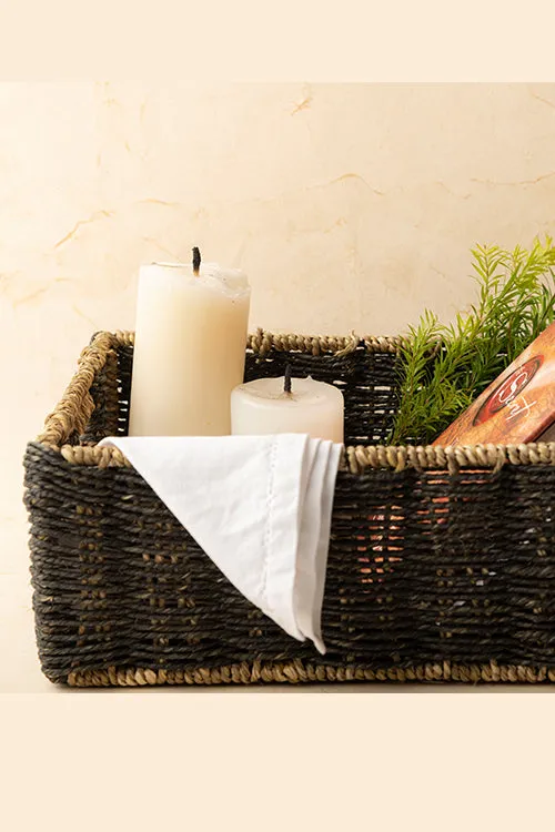 Handmade Sabai Grass Towel Basket - Small (Black)