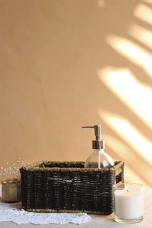 Handmade Sabai Grass Towel Basket - Small (Black)