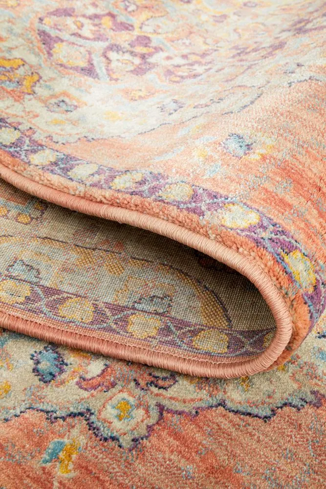 Helena Traditional Floral Terracotta Colour Modern Floor Rug  Runner