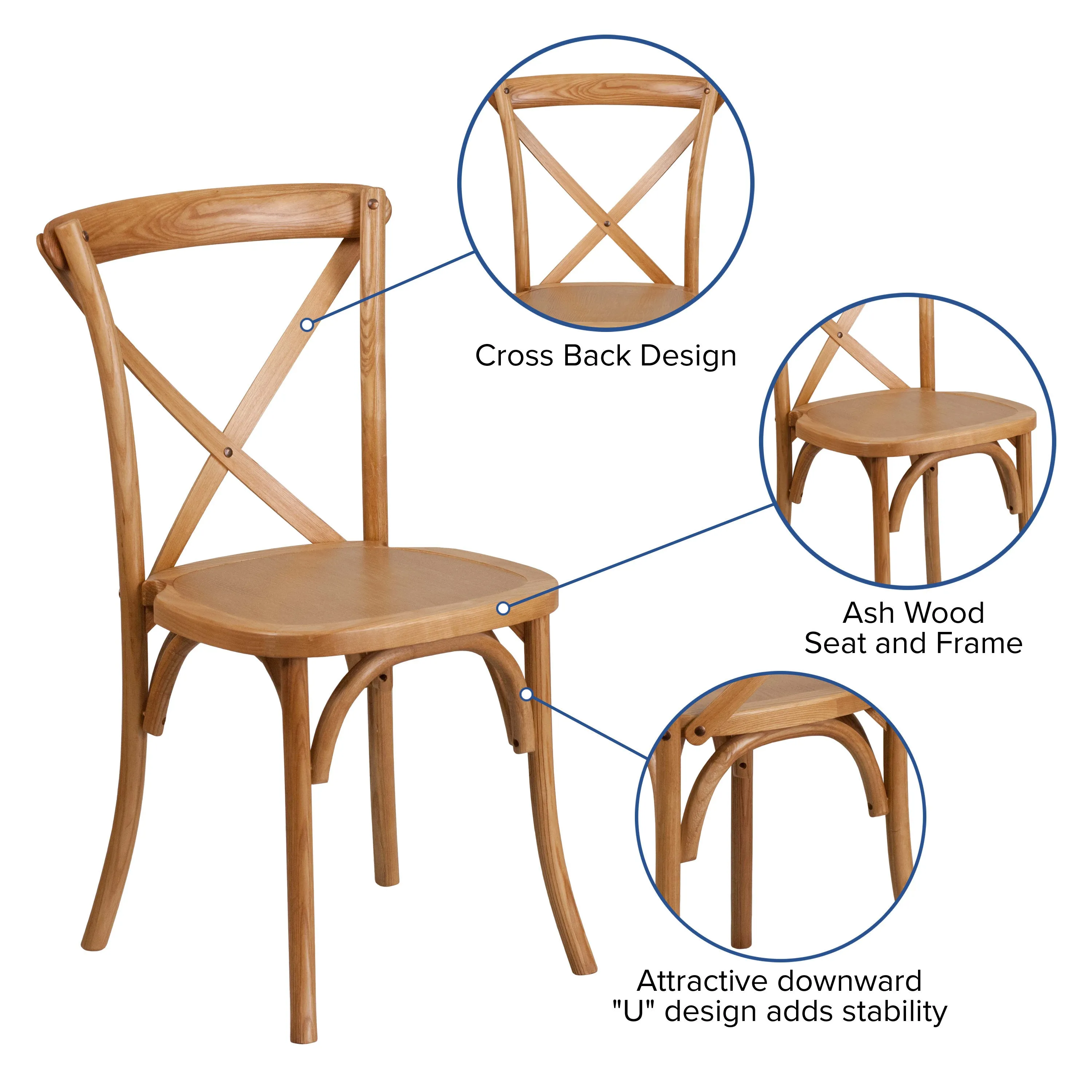 HERCULES Series Stackable Wood Cross Back Chair