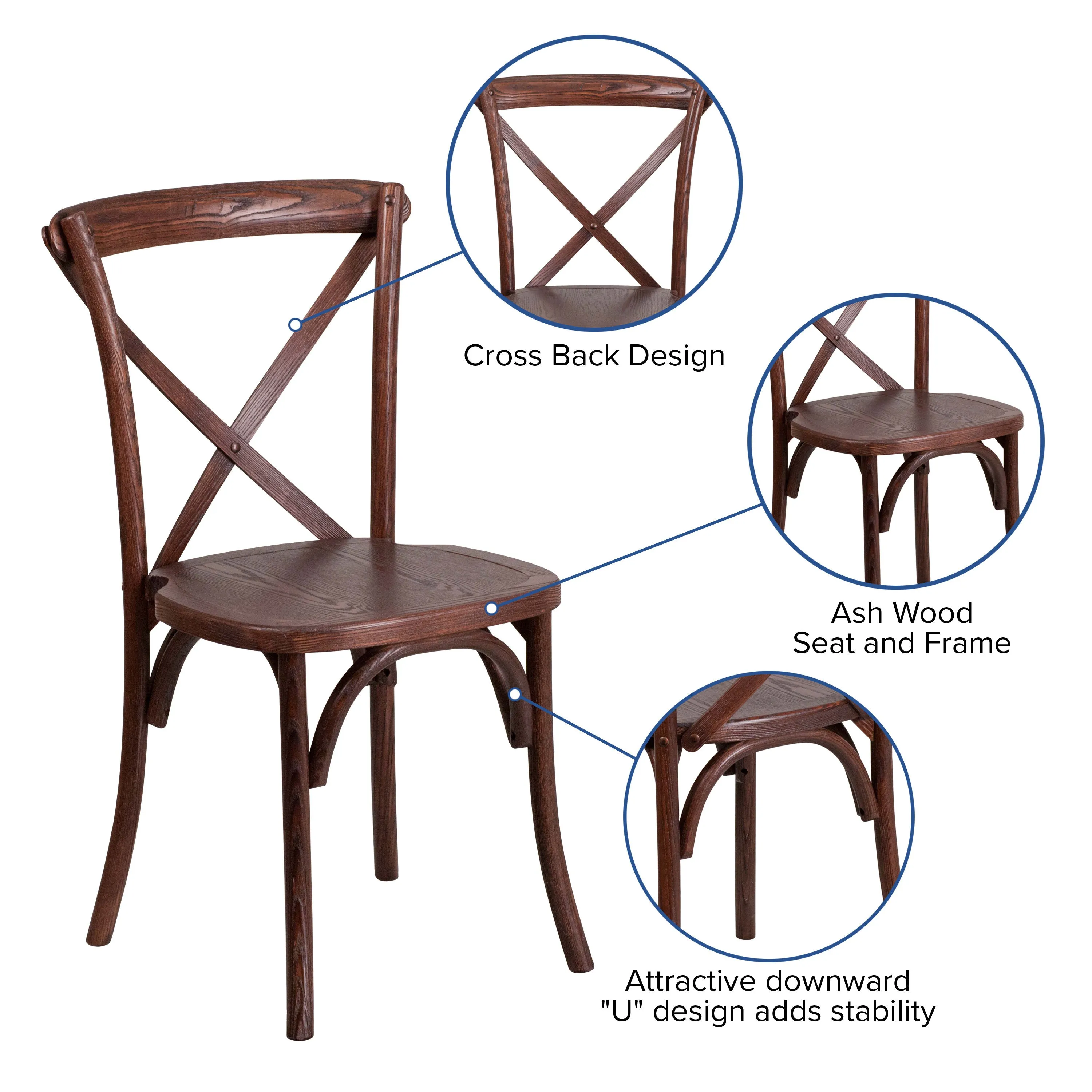 HERCULES Series Stackable Wood Cross Back Chair