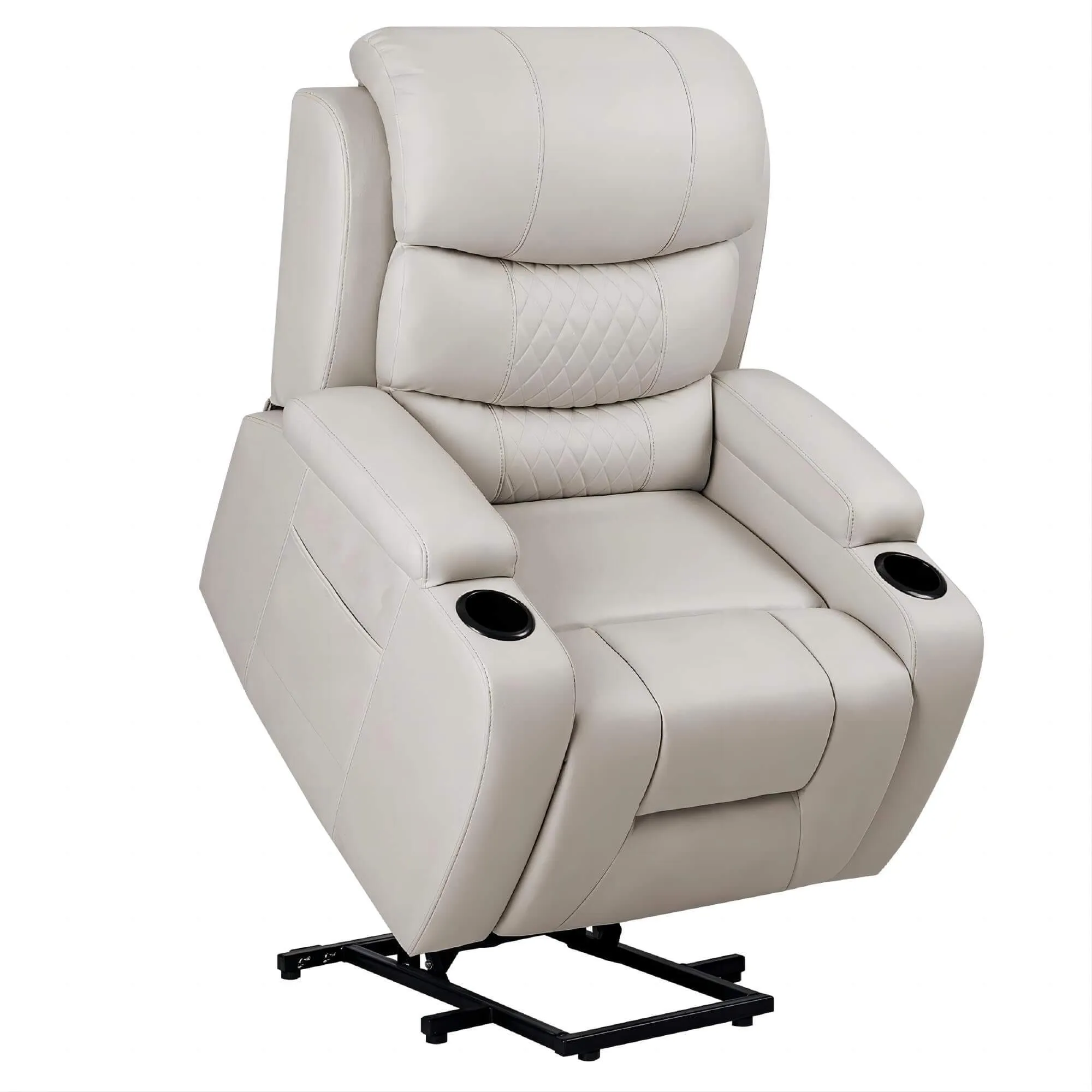 Homrest Power Lift Assist Chair Recliner for Elderly with Heat & Massage, Cup Holders & Pockets, Beige